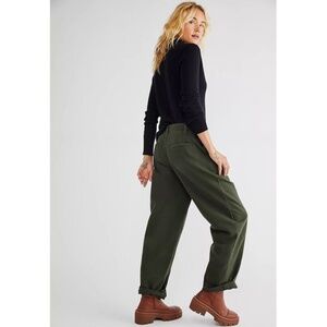 Free People Cya Later Skate Trouser Forest Dark Green 100% Cotton Size 4